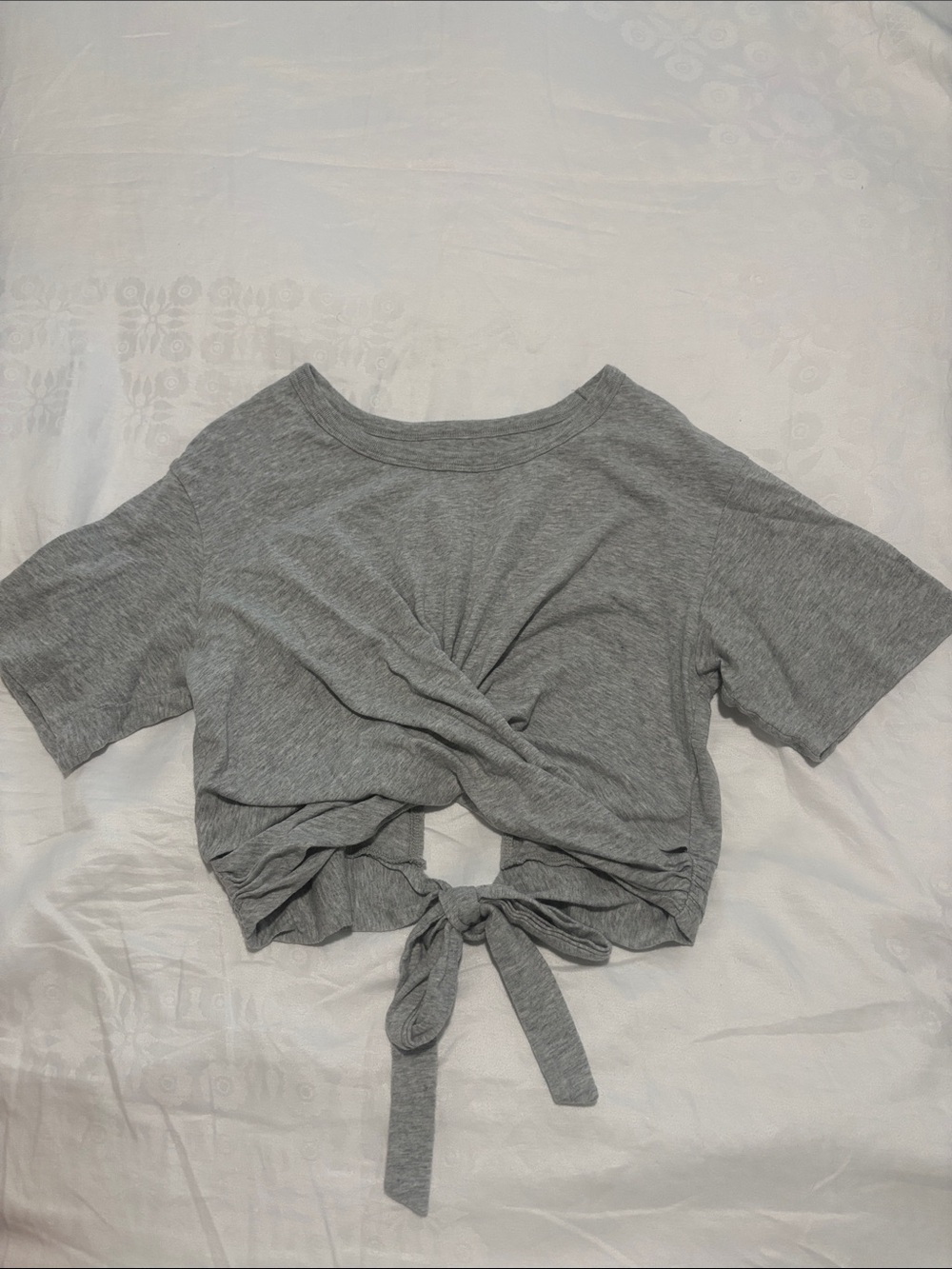 Grey Cropped Wrap Aeire Top Size